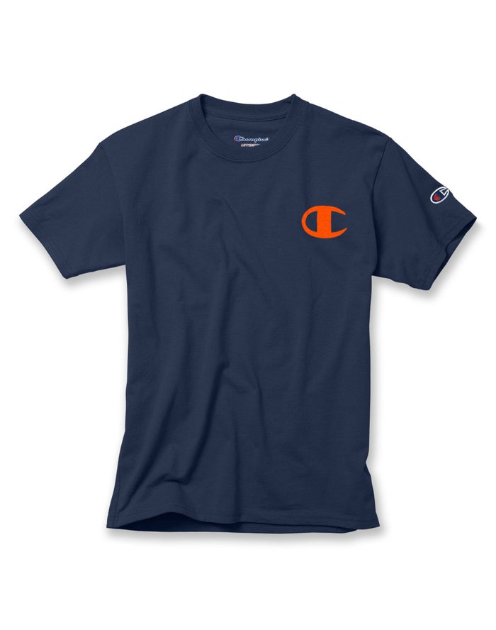 Champion Cotton Logo Pieces - Marineblå T-Skjorte Gutt - Norge 341DSJZYC